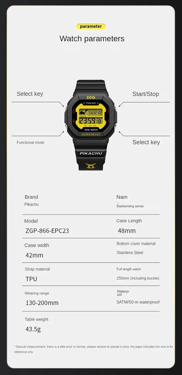 ZGO Pikachu Digital Watches